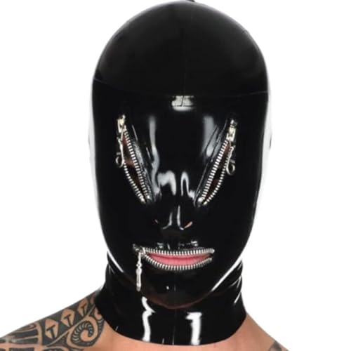 WBAODAN Schwarze Latexmask Naturkautschuk Maske Unisex Geeignet für Cosplay Club Maskerade Kostüme(Size:XXL-73CM) von WBAODAN