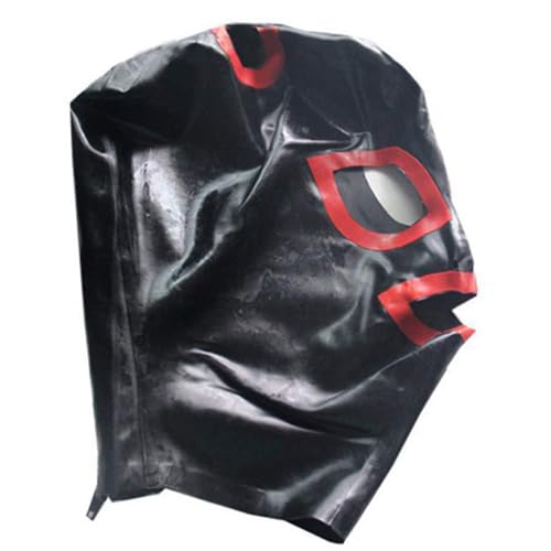 WBAODAN Schwarze Latexmaske Kopfmaske mit Nasenlochöffnung zum Atmen für Cosplay Club Maskerade Kostüme(Size:S-53CM) von WBAODAN