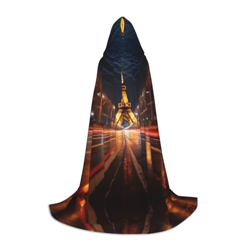 Eiffelturm M bedruckter Halloween-Zauberer-Umhang, Motto-Party-Kostüm, Erwachsene/Jugend-Cosplay-Umhang, Größen S, M, L von WBQLSL