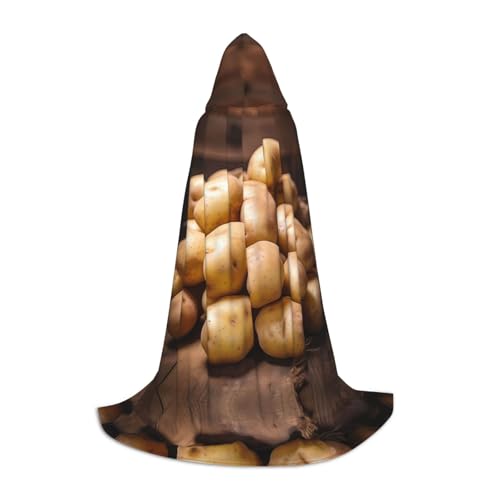 Potatoes L bedruckter Halloween-Zauberer-Umhang, Motto-Party-Kostüm, Erwachsene/Jugend-Cosplay-Umhang, Größen S, M, L von WBQLSL
