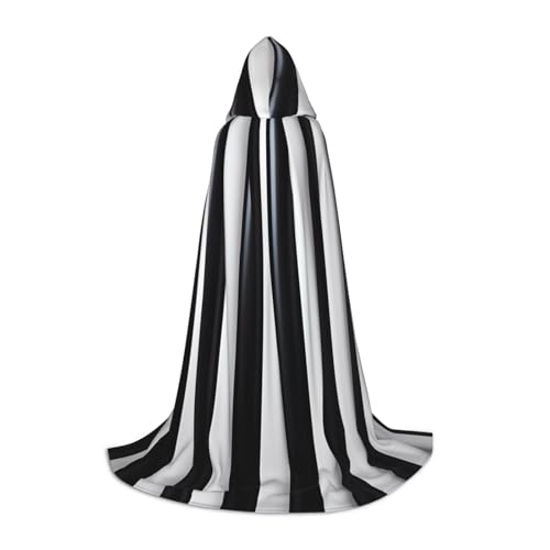 Schwarz-weißer gestreifter Halloween-Zauberer-Umhang, Motto-Party-Kostüm, Erwachsene/Jugend-Cosplay-Umhang, Größen S, M, L Schwarz-weißer gestreifter Halloween-Zauberer-Umhang, Motto-Party-Kostüm, Erwachsene/Jugend-Cosplay-Umhang, Größen S, M, L von WBQLSL