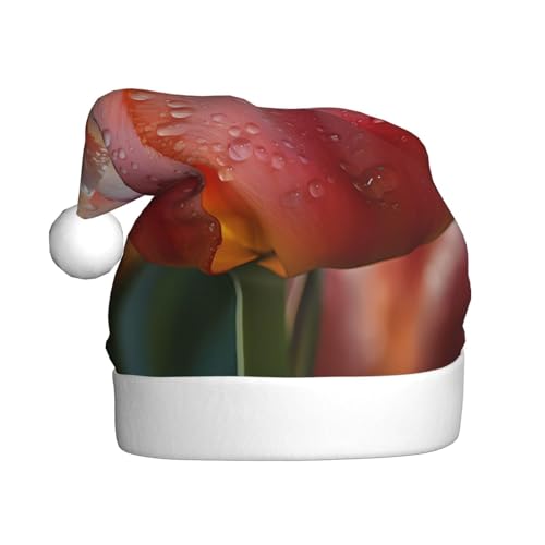 WBQLSL 39,9 cm große Unisex-Weihnachtsmann-Plüschmütze, Weihnachten, Neujahr, Party, Blüte, Erwachsene, universeller Weihnachtsmannhut von WBQLSL