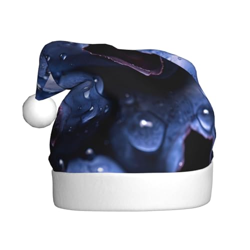 WBQLSL 39,9 cm große Unisex-Weihnachtsmann-Plüschmütze, Weihnachten, Neujahr, Party, Heidelbeeren, Erwachsene, universeller Weihnachtsmannhut von WBQLSL