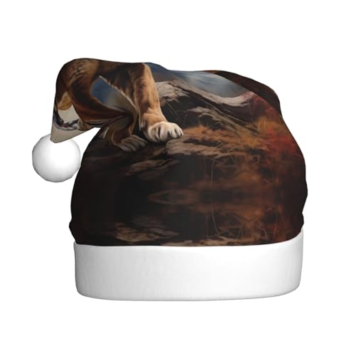 WBQLSL 39,9 cm große Unisex-Weihnachtsmann-Plüschmütze, Weihnachten, Neujahr, Party, Nikolausmütze, Brave Cougar Erwachsene Universal-Weihnachtsmannmütze von WBQLSL