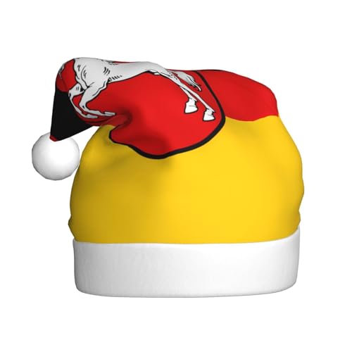 WBQLSL 39,9 cm große Unisex-Weihnachtsmann-Plüschmütze, Weihnachten, Neujahr, Party, Nikolausmütze, Flagge von Niedersachsen, universelle Weihnachtsmütze für Erwachsene von WBQLSL