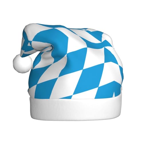 WBQLSL 39,9 cm große Unisex-Weihnachtsmann-Plüschmütze, Weihnachten, Neujahr, Party, Weihnachtsmannmütze, Bayerische Flagge, Erwachsene, universeller Weihnachtsmannhut von WBQLSL