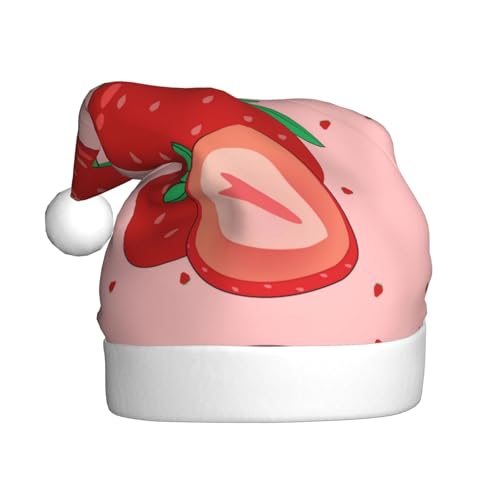 WBQLSL 39,9 cm große Unisex-Weihnachtsmann-Plüschmütze, Weihnachten, Neujahr, Party, Weihnachtsmannmütze, Cartoon-Erdbeere, Erwachsene, universeller Weihnachtsmannhut von WBQLSL