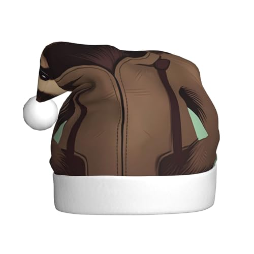 WBQLSL 39,9 cm große Unisex-Weihnachtsmann-Plüschmütze, Weihnachten, Neujahr, Party, Weihnachtsmannmütze, Cartoon-Faultier, Erwachsene, universeller Weihnachtsmannhut von WBQLSL