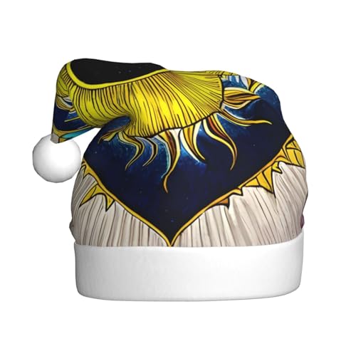 WBQLSL 39,9 cm große Unisex-Weihnachtsmann-Plüschmütze, Weihnachten, Neujahr, Party, Weihnachtsmannmütze, Cartoon-Herz, Sonne, Erwachsene, universeller Weihnachtsmannhut von WBQLSL