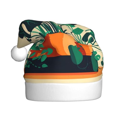 WBQLSL 39,9 cm große Unisex-Weihnachtsmann-Plüschmütze, Weihnachten, Neujahr, Party, Weihnachtsmannmütze, Cartoon-Schildkrötenrücken, Bambus, Erwachsene, universeller Weihnachtsmannhut von WBQLSL