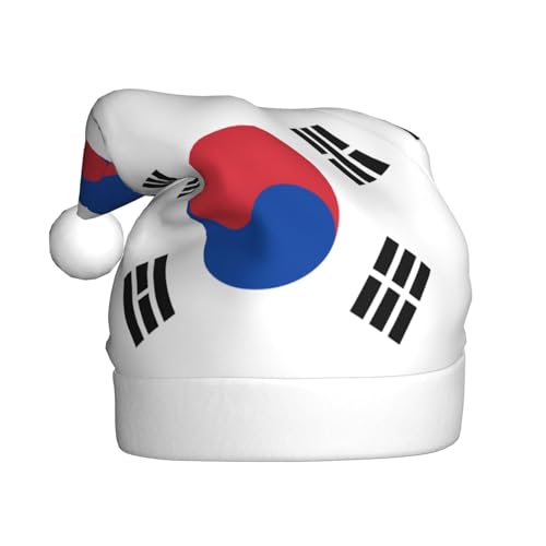 WBQLSL 39,9 cm große Unisex-Weihnachtsmann-Plüschmütze, Weihnachten, Neujahr, Party, Weihnachtsmannmütze, Flagge der Republik Korea, universelle Weihnachtsmütze für Erwachsene von WBQLSL