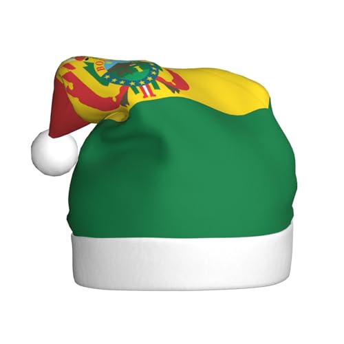 WBQLSL 39,9 cm große Unisex-Weihnachtsmann-Plüschmütze, Weihnachten, Neujahr, Party, Weihnachtsmannmütze, Flagge von Bolivien, Erwachsene, universeller Weihnachtsmannhut von WBQLSL