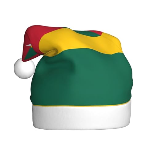 WBQLSL 39,9 cm große Unisex-Weihnachtsmann-Plüschmütze, Weihnachten, Neujahr, Party, Weihnachtsmannmütze, Flagge von Togo, universelle Weihnachtsmütze für Erwachsene von WBQLSL