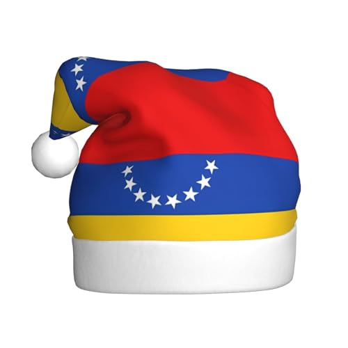 WBQLSL 39,9 cm große Unisex-Weihnachtsmann-Plüschmütze, Weihnachten, Neujahr, Party, Weihnachtsmannmütze, Flagge von Venezuela, für Erwachsene, universeller Weihnachtsmannhut von WBQLSL