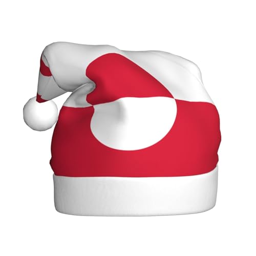 WBQLSL 39,9 cm große Unisex-Weihnachtsmann-Plüschmütze, Weihnachten, Neujahr, Party, Weihnachtsmannmütze, Grönland-Flagge, Erwachsene, universelle Weihnachtsmütze von WBQLSL