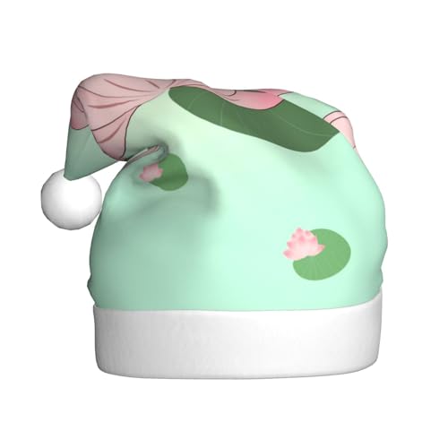 WBQLSL 39,9 cm große Unisex-Weihnachtsmann-Plüschmütze, Weihnachten, Neujahr, Party, Weihnachtsmannmütze, Lotusblumen, die darauf warten, zu blühen von WBQLSL