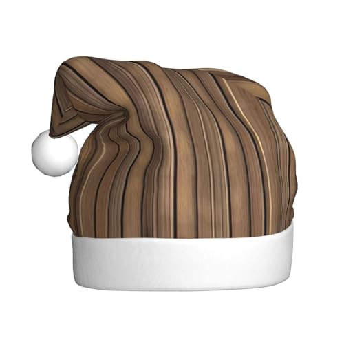 WBQLSL 39,9 cm große Unisex-Weihnachtsmann-Plüschmütze, Weihnachten, Neujahr, Party, Weihnachtsmannmütze, Massivholz-Muster, Erwachsene, universeller Weihnachtsmannhut von WBQLSL