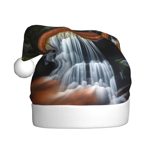 WBQLSL 39,9 cm große Unisex-Weihnachtsmann-Plüschmütze, Weihnachten, Neujahr, Party, Weihnachtsmannmütze, Wasserfall-Ansicht, Erwachsene, universeller Weihnachtsmannhut von WBQLSL
