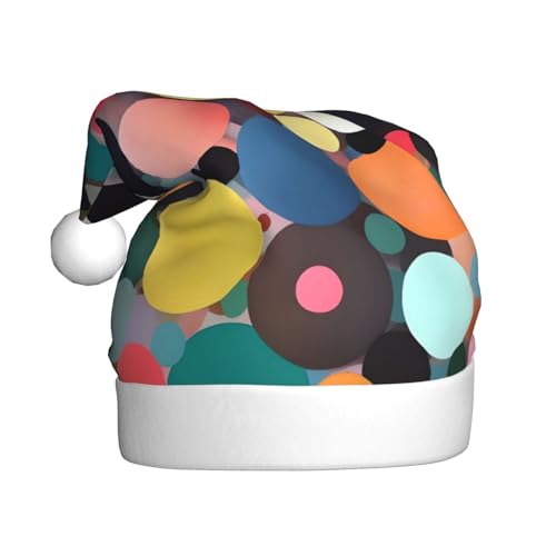 WBQLSL 39,9 cm große Unisex-Weihnachtsmann-Plüschmütze, Weihnachten, Neujahr, Party, Weihnachtsmannmütze, abstrakte Malerei von Kreisen, universelle Weihnachtsmütze für Erwachsene von WBQLSL