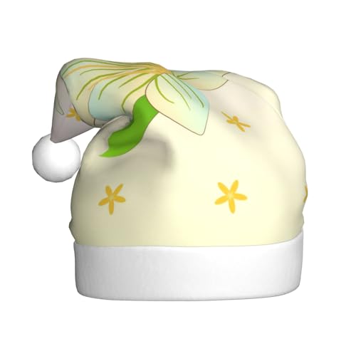 WBQLSL 39,9 cm große Unisex-Weihnachtsmann-Plüschmütze, Weihnachten, Neujahr, Party, Weihnachtsmannmütze, blühende Narzissen, Erwachsene, universeller Weihnachtsmannhut von WBQLSL