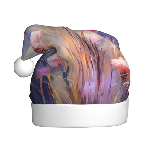 WBQLSL 39,9 cm große Unisex-Weihnachtsmann-Plüschmütze, Weihnachten, Neujahr, Party, Weihnachtsmannmütze, botanische Illustration, Garten, Erwachsene, universeller Weihnachtsmannhut von WBQLSL