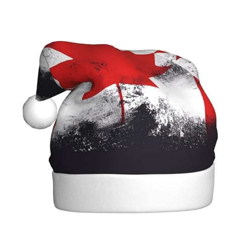 WBQLSL 39,9 cm große Unisex-Weihnachtsmann-Plüschmütze, Weihnachten, Neujahr, Party, Weihnachtsmannmütze, kanadische Flagge, Erwachsene, universeller Weihnachtsmannhut von WBQLSL