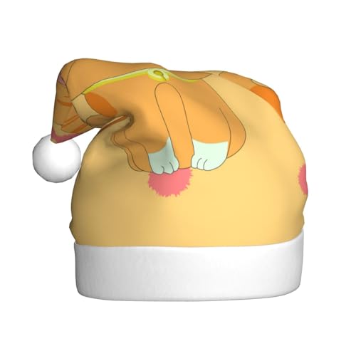 WBQLSL 39,9 cm große Unisex-Weihnachtsmann-Plüschmütze, Weihnachten, Neujahr, Party, Weihnachtsmannmütze, niedliches Cartoon-Kätzchen, Erwachsene, universeller Weihnachtsmannhut von WBQLSL