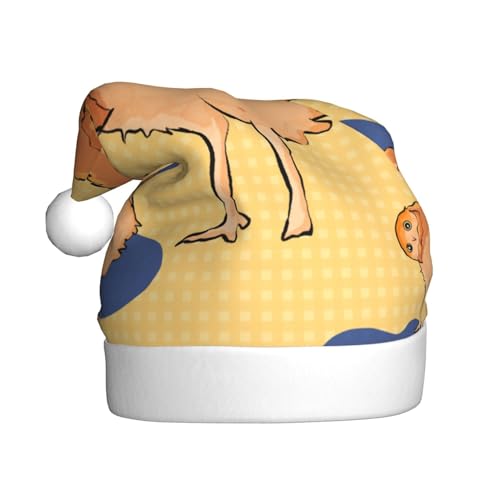 WBQLSL 39,9 cm große Unisex-Weihnachtsmann-Plüschmütze, Weihnachten, Neujahr, Party, Weihnachtsmannmütze, schiefe Eule, Erwachsene, universeller Weihnachtsmannhut von WBQLSL
