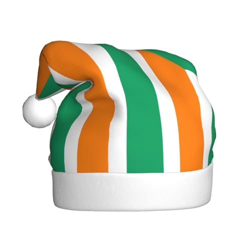 WBQLSL 39,9 cm große Unisex-Weihnachtsmann-Plüschmütze, Weihnachtsmannmütze, Weihnachtsmannmütze, Flagge der Elfenbeinküste, universelle Weihnachtsmütze für Erwachsene von WBQLSL