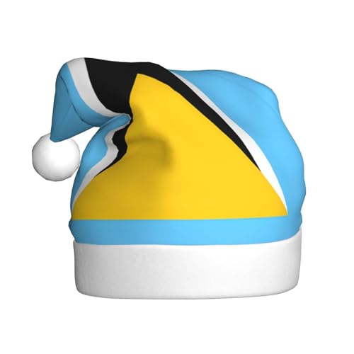 WBQLSL 39,9 cm große Unisex-Weihnachtsmann-Plüschmütze, Weihnachtsmannmütze, Weihnachtsmannmütze, Flagge der Heiligen Lucia für Erwachsene, universelle Weihnachtsmütze von WBQLSL