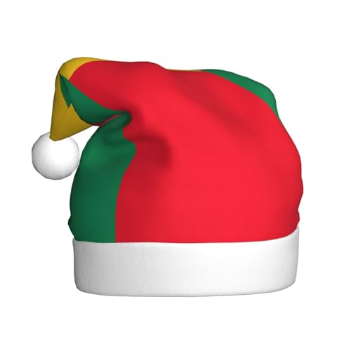 WBQLSL 39,9 cm große Unisex-Weihnachtsmann-Plüschmütze, Weihnachtsmannmütze, Weihnachtsmannmütze, Flagge von Benin, universelle Weihnachtsmütze für Erwachsene von WBQLSL