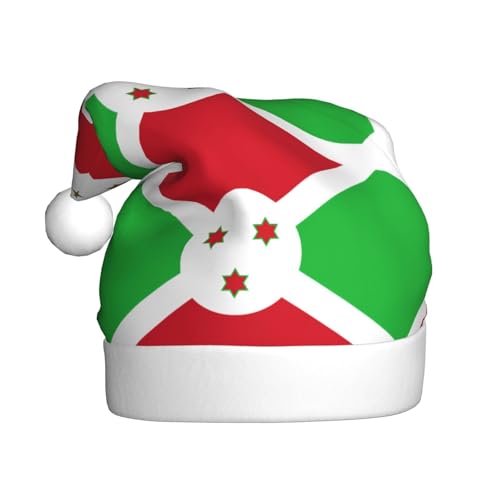 WBQLSL 39,9 cm große Unisex-Weihnachtsmann-Plüschmütze, Weihnachtsmannmütze, Weihnachtsmannmütze, Flagge von Burundi, universelle Weihnachtsmütze für Erwachsene von WBQLSL