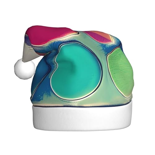 WBQLSL 39,9 cm großer Unisex-Weihnachtsmann-Plüschhut, Weihnachten, Neujahr, Party, Weihnachtsmannmütze, runde Farbpalette, universelle Weihnachtsmütze für Erwachsene von WBQLSL