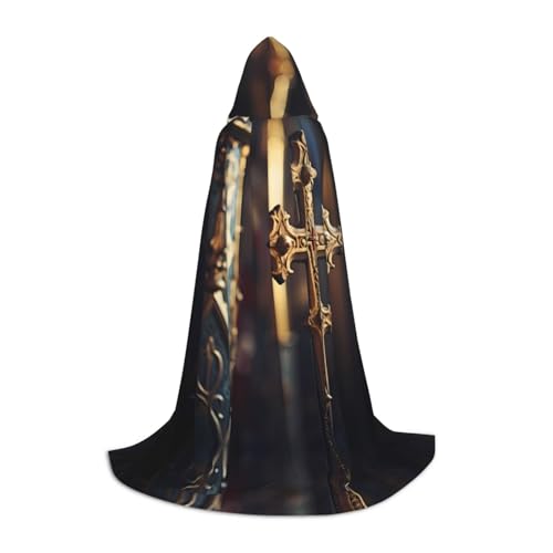WBQLSL Antikes Kupferkreuz L bedruckter Robe-Umhang | Kapuze | Cosplay-Kostüm | Halloween-Party-Requisite | S/M/L von WBQLSL