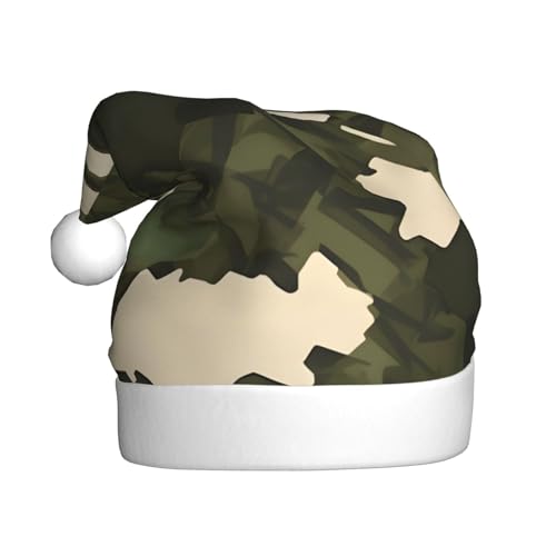 WBQLSL Armee Camouflage Erwachsene Weihnachtsmütze 39,9 cm hoch Plüsch Weihnachtsmütze Unisex dekorative Mütze Weihnachtsmann Weihnachten Halloween Party von WBQLSL