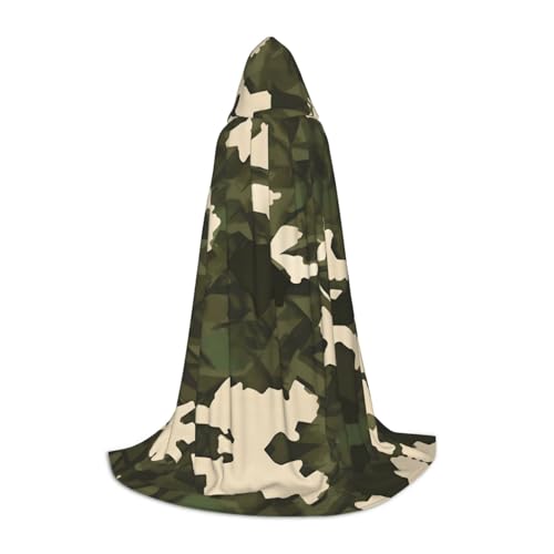 WBQLSL Armee-Camouflage-Umhang, bedruckt, mit Kapuze, Cosplay-Kostüm, Halloween-Party-Requisite, S/M/L von WBQLSL