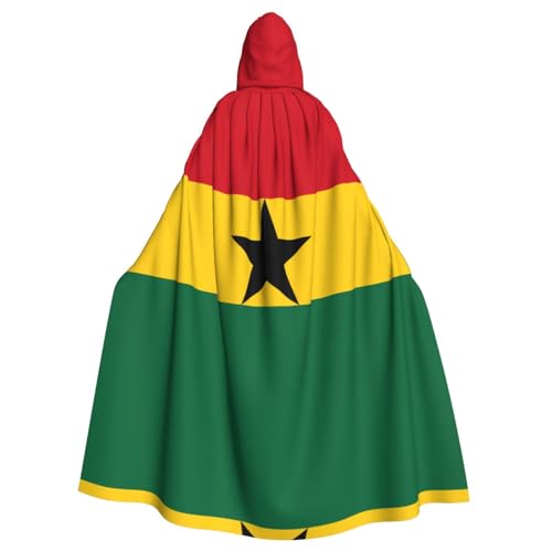 WBQLSL Bedruckter Umhang mit Flagge von Ghana, Maskerade-Umhang mit Kapuze von WBQLSL