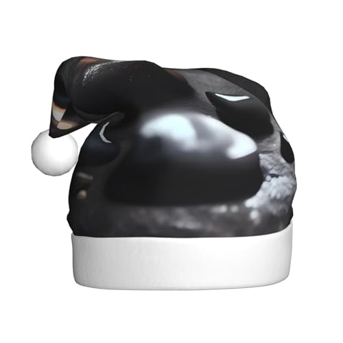 WBQLSL Black Mystery Heart Stone Erwachsene Weihnachtsmütze 39,9 cm hoch Plüsch Weihnachtsmütze Unisex dekorative Mütze Weihnachtsmann Weihnachten Halloween Party von WBQLSL