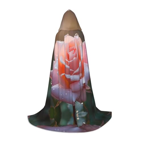 WBQLSL Blooming Roses L bedruckter Robe-Umhang mit Kapuze, Cosplay-Kostüm, Halloween-Party-Requisite, S/M/L von WBQLSL
