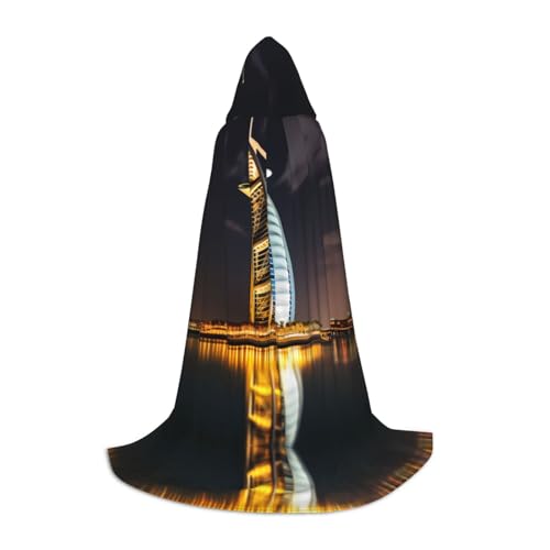 WBQLSL Burj Al Arab Hotel M, bedruckter Umhang mit Kapuze, Cosplay-Kostüm, Halloween-Party-Requisite, S/M/L von WBQLSL