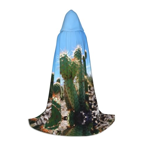 WBQLSL Cacti M bedruckter Robe-Umhang mit Kapuze, Cosplay-Kostüm, Halloween-Party-Requisite, S/M/L von WBQLSL