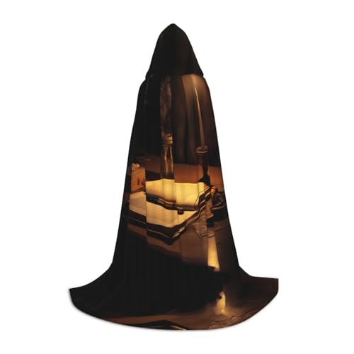 WBQLSL Candles M bedruckter Umhang mit Kapuze, Cosplay-Kostüm, Halloween-Party-Requisite, S/M/L von WBQLSL