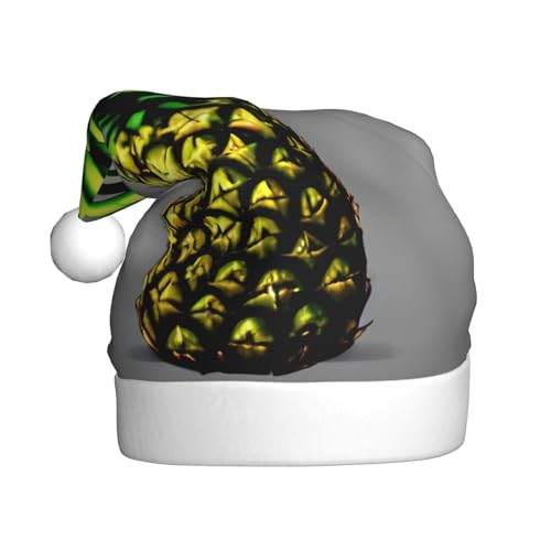 WBQLSL Cartoon Ananas Erwachsene Weihnachtsmütze 39,9 cm hoch Plüsch Weihnachtsmütze Unisex dekorative Mütze Weihnachtsmann Weihnachten Halloween Party von WBQLSL