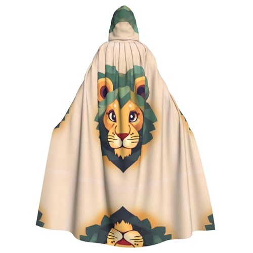 WBQLSL Cartoon Löwe bedruckter Umhang Robe – Maskerade Cape mit Kapuze von WBQLSL