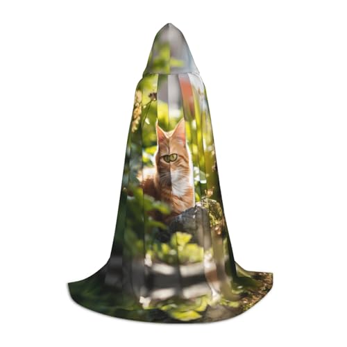 WBQLSL Cat in the Garden L Printed Robe Cape | Hooded | Cosplay Costume | Halloween Party Prop | S/M/L von WBQLSL