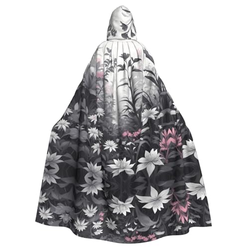 WBQLSL Cosplay Umhang für Erwachsene, Monochrom, botanisch gemustert, Hexenmantel, Herren und Damen, Halloween, Abschlussball, Party, Kapuzenumhang WBQLSL Cosplay Umhang für Erwachsene, Monochrom, botanisch gemustert, Hexenmantel, Herren und Damen, Halloween, Abschlussball, Party, Kapuzenumhang von WBQLSL