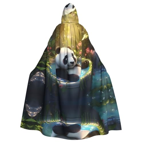 WBQLSL Cosplay-Umhang für Erwachsene, Panda, der ein Bad nimmt, gemusterter Hexenmantel, Herren und Damen, Halloween, Abschlussball, Party, Kapuzenumhang WBQLSL Cosplay-Umhang für Erwachsene, Panda, der ein Bad nimmt, gemusterter Hexenmantel, Herren und Damen, Halloween, Abschlussball, Party, Kapuzenumhang von WBQLSL