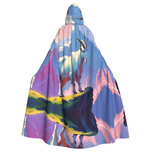 WBQLSL Cosplay-Umhang für Erwachsene, minimalistischer Antilopen-Muster, Hexenmantel, für Damen und Herren, Halloween, Abschlussball, Party, Kapuzenumhang von WBQLSL