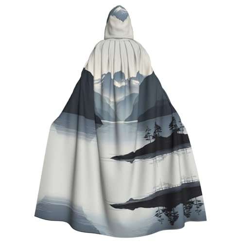 WBQLSL Cosplay Umhang für Erwachsene, minimalistischer Fjord-gemusterter Hexenmantel, Herren und Damen, Halloween, Abschlussball, Party, Kapuzenumhang von WBQLSL
