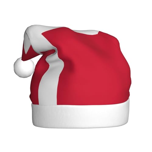 WBQLSL Dänische Flagge Erwachsene Weihnachtsmütze 39,9 cm hoch Plüsch Weihnachtsmütze Unisex dekorative Mütze Weihnachtsmann Weihnachten Halloween Party von WBQLSL